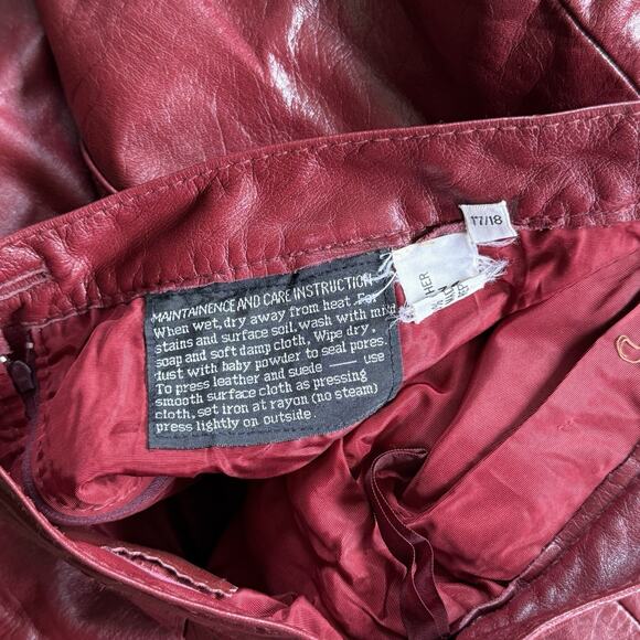Vintage Montgomery Ward The Tannery Leather Skirt 17/18 Wine Red Knee Length - Picture 7 of 15